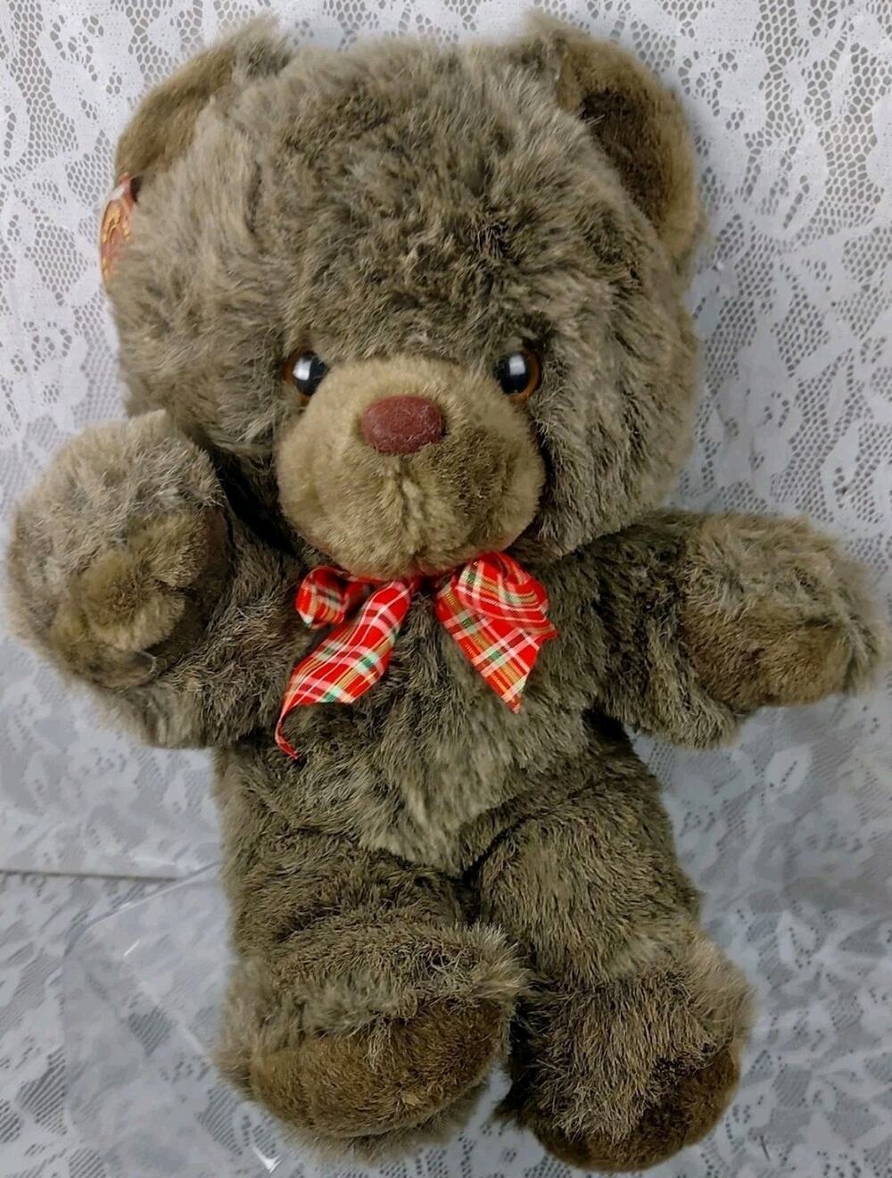 Cuddle Wit Teddy Bear Brown Red Bow 19" Plush Stuffed Animal Doll Toy 1992 90s
